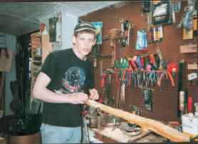 James Easter working on osage bow in 2001